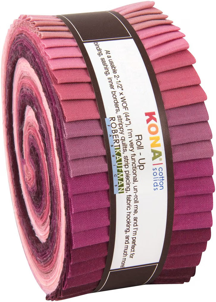 Kona Powder Room Pink Palette 2.5" Strips 40pcs Robert Kaufman Cotton Fabric Kona-RU-435-40
