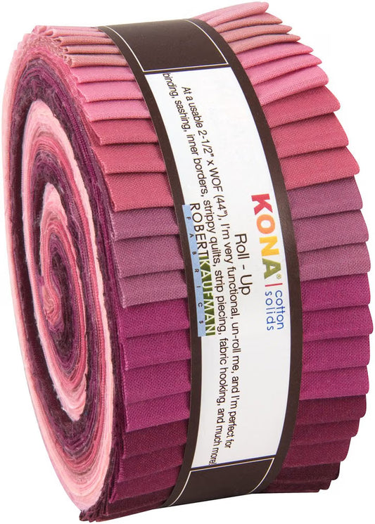 Kona Powder Room Pink Palette 2.5" Strips 40pcs Robert Kaufman Cotton Fabric Kona-RU-435-40