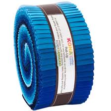 Kona Waterfall Palette 2.5" Strips Jelly Roll 40pcs Robert Kaufman Cotton Fabric RK-RU-782-40