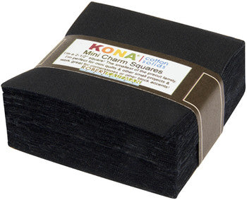 Kona Black 2.5"x2.5" Squares Mini Charm Pack 84pcs Robert Kaufman Cotton Fabric Kona-MCH-104-84