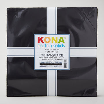 Kona Black Colorstory 10" Squares Layer Cake 42pcs Robert Kaufman Cotton Fabric RK-TEN-144-42