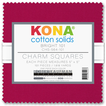 Kona Bright 101 Palette 5" Squares 101pcs Robert Kaufman Cotton Fabric Kona-CHS-564-101