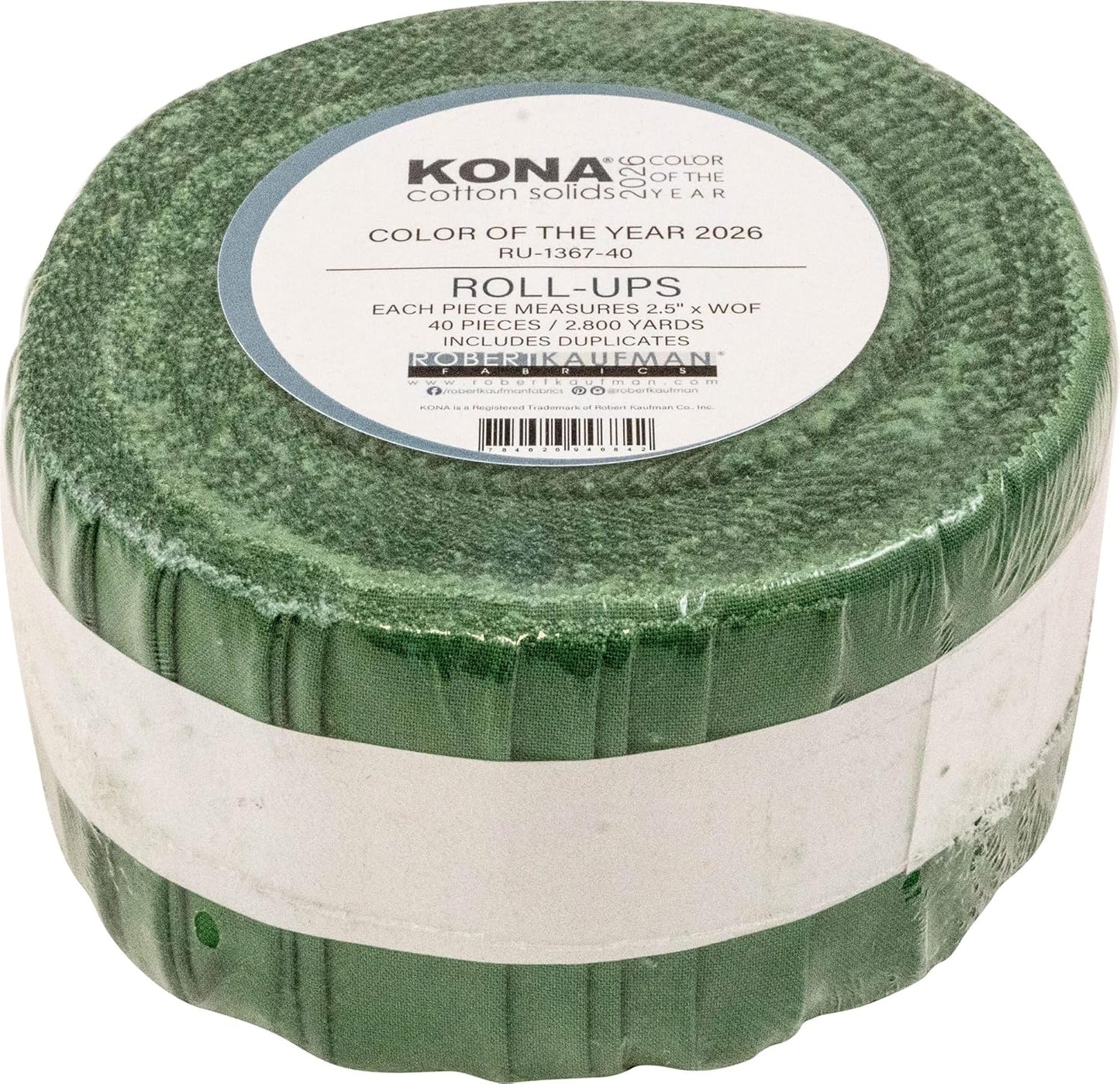 Kona Color Of The Year 2026 Wander Green Palette 2.5" Strips Jelly Roll Robert Kaufman Cotton Fabric Kona-RU-1367-40