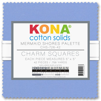 Kona Cotton Mermaid Shores Palette 5” Squares 42 pcs Robert Kaufman Cotton Fabric Kona-CHS-726-42