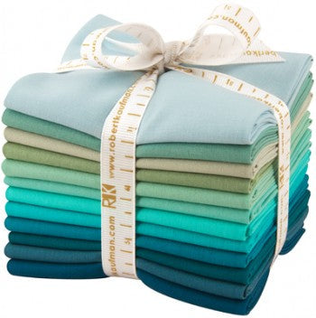 Kona Cotton Midnight Oasis Palette Fat Quarter Bundle 18'' x 21'' 12 pcs Robert Kaufman Cotton Fabric