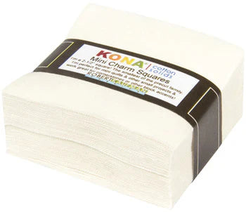 Kona Cotton Snow 2.5"x2.5" Squares Mini Charm Pack 84pcs Robert Kaufman Cotton Fabric RK-MCH-106-84