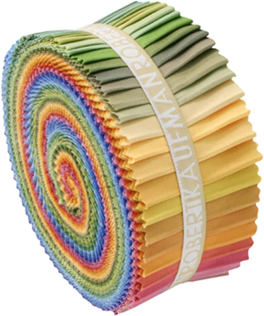 Kona Cotton Solids New Dusty Palette 2.5" Strips Jelly Roll 41 pcs Robert Kaufman Cotton Fabric Kona-RU-229-41