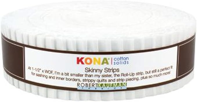Kona Cotton White 1.5" Skinny Strips 40pcs Robert Kaufman Cotton Fabric RK-SS-102-40 | US Fabric Shop