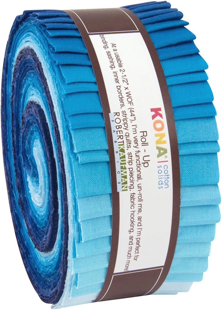 Kona Sky Gazer Blue Palette 2.5" Strips 40pcs Jelly Roll Robert Kaufman Cotton Fabric Kona-RU-440-40