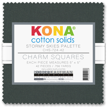 Kona Stormy Skies Palette 5" Squares 42pcs Robert Kaufman Cotton Fabric Kona-CHS-724-42
