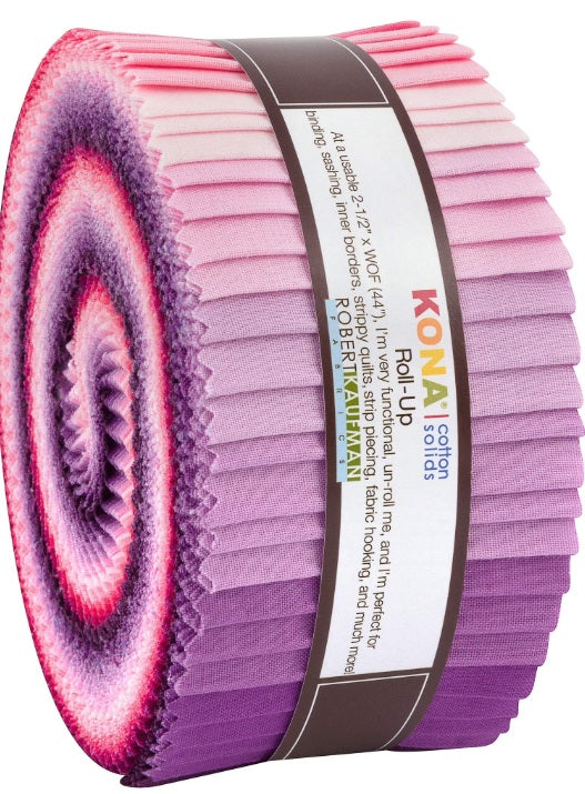 Kona Wildberry Solid 2.5" Strips Jelly Roll 40pcs Robert Kaufman Cotton Fabric RK-RU-778-40