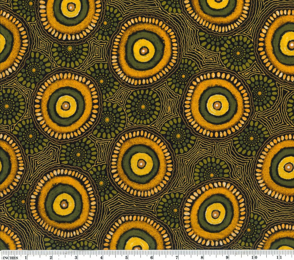 Kwatye Soakage Gold Roseanne Ellis M&S Textiles Australia Cotton Fabric MSTA-KSGG-Gold