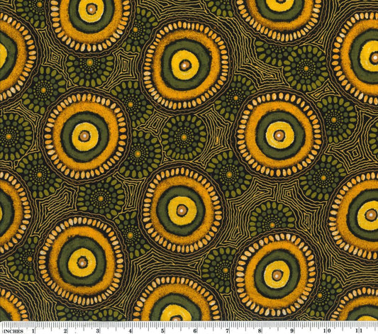 Kwatye Soakage Gold Roseanne Ellis M&S Textiles Australia Cotton Fabric MSTA-KSGG-Gold