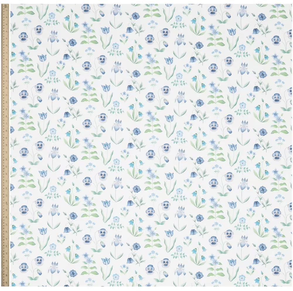 SS26 Floral Rebellion Floral Majesty White Blue Liberty Fabrics Cotton Tana Lawn Fabric LF-036361016-B | US Fabric Shop