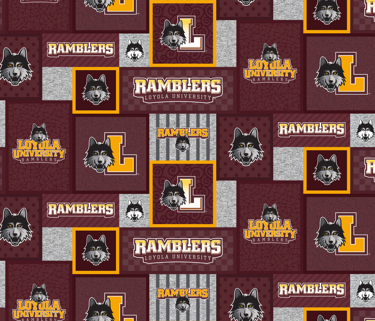 Loyola Chicago Ramblers NCAA College Patch Sykel Enterprises Polyester FLEECE Fabric LOY-1177