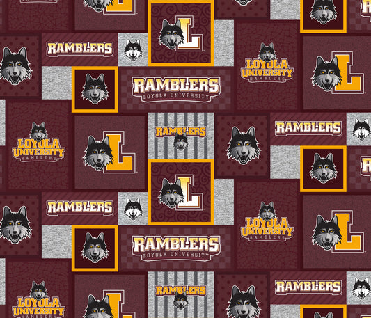 Loyola Chicago Ramblers NCAA College Patch Sykel Enterprises Polyester FLEECE Fabric LOY-1177