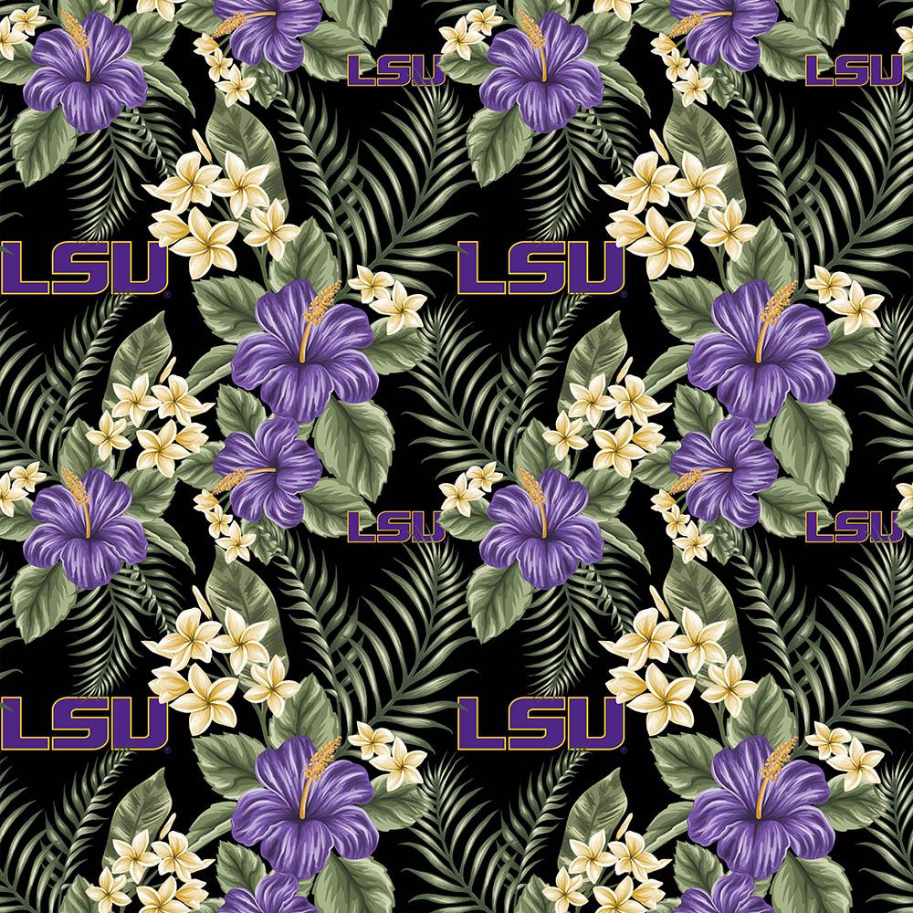 Louisiana State Tigers NCAA College Limited Run Tropical Palm Sykel Cotton Fabric