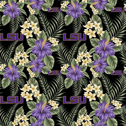 Louisiana State Tigers NCAA College Limited Run Tropical Palm Sykel Cotton Fabric