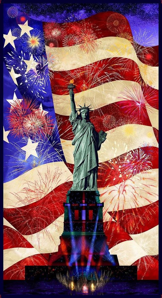 Lady Liberty Lady Of Liberty & Flag Panel Multi Chong-A Hwang Timeless Treasures Cotton Fabric