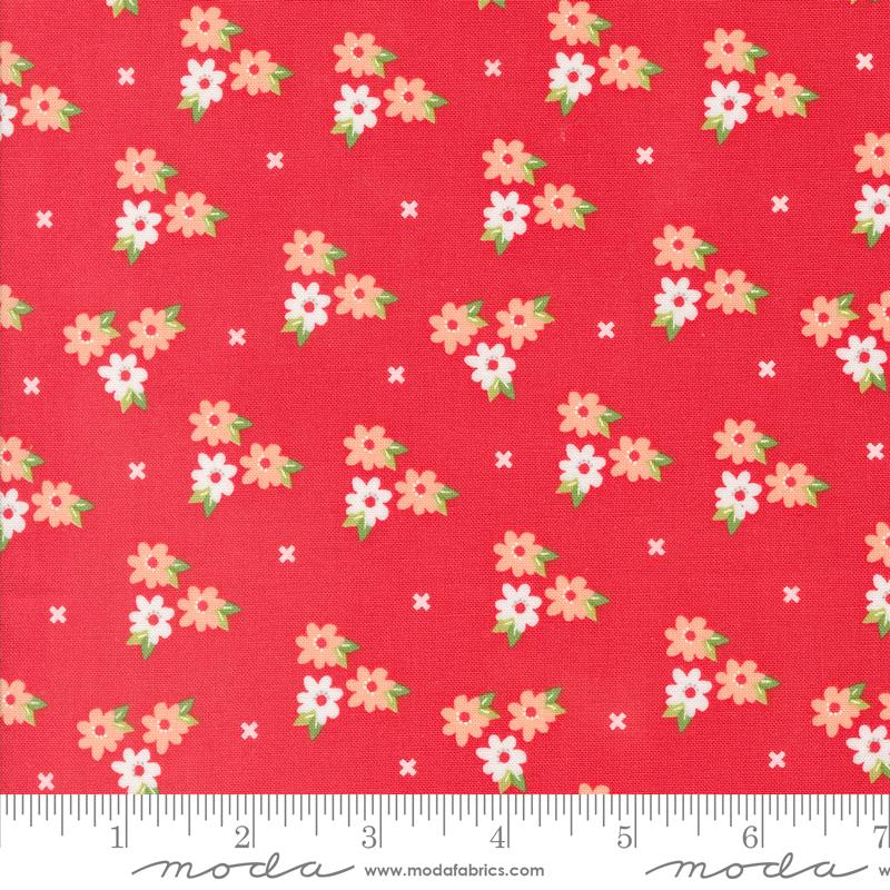 Laguna Sunrise Morning Glory Florals Geranium Red Sherri & Chelsi Moda Cotton Fabric