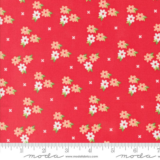 Laguna Sunrise Morning Glory Florals Geranium Red Sherri & Chelsi Moda Cotton Fabric