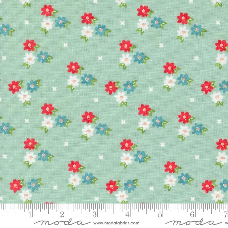 Laguna Sunrise Morning Glory Florals Home Town Sky Aqua Green Sherri & Chelsi Moda Cotton Fabric