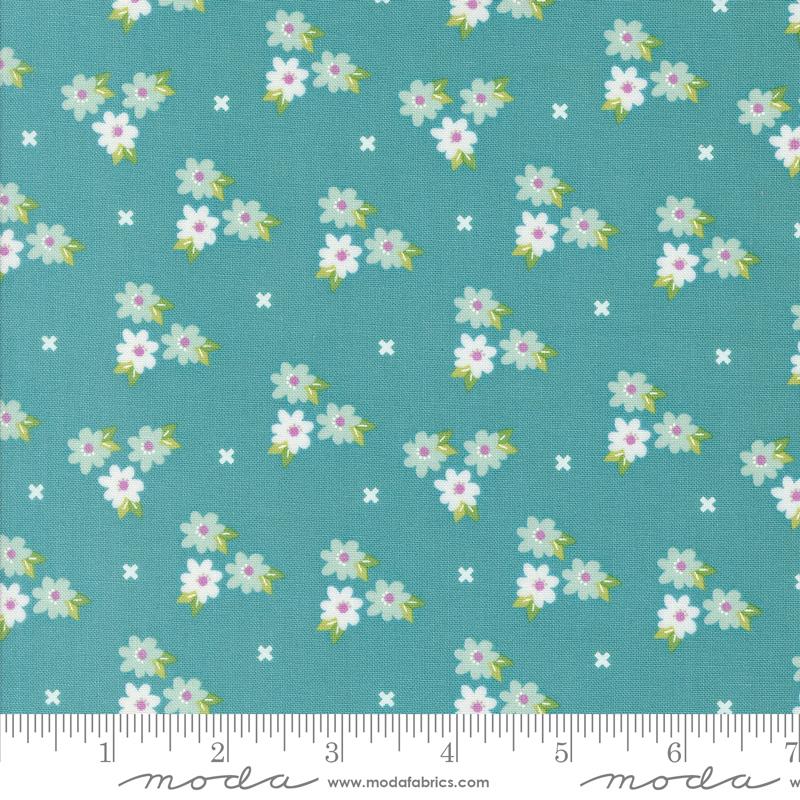 Laguna Sunrise Morning Glory Florals Teal Blue Green Sherri & Chelsi Moda Cotton Fabric