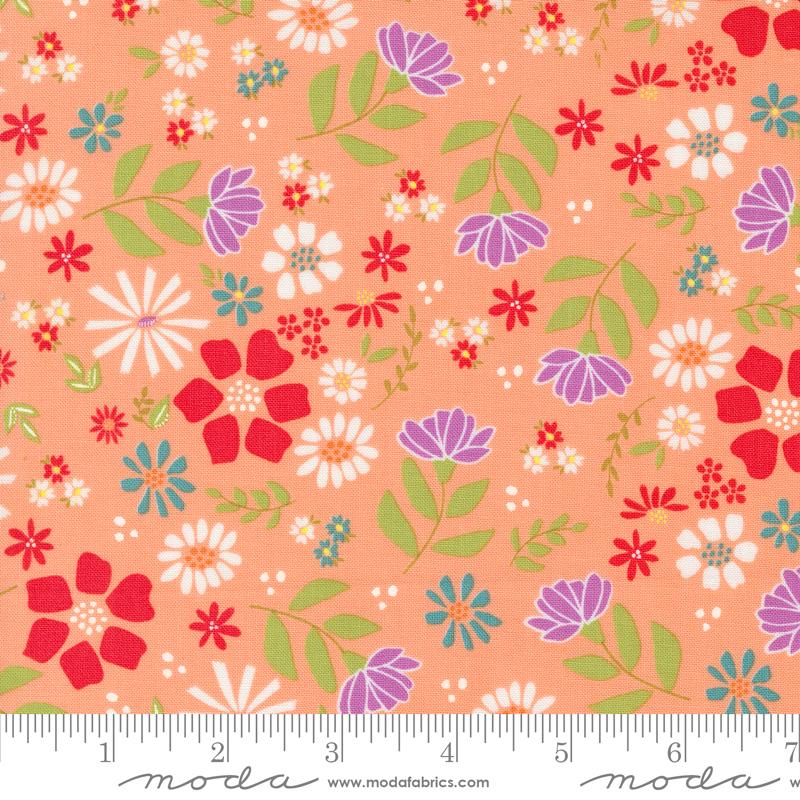 Laguna Sunrise Wild Rose Florals Cantaloupe Orange Sherri & Chelsi Moda Cotton Fabric