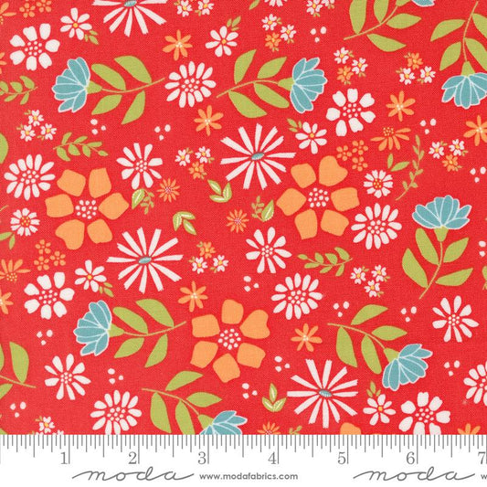 Laguna Sunrise Wild Rose Florals Geranium Red Sherri & Chelsi Moda Cotton Fabric