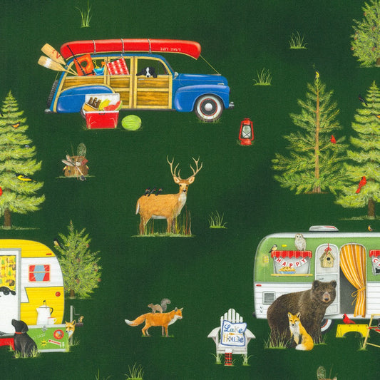 Lake House Camping Forest Forest Green Mary Lake-Thompson Robert Kaufman Fabric Cotton Fabric