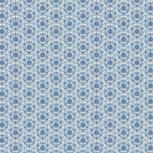 Lakeland Blues Tri-damask Medium Light Samantha Walker Poppie Cotton Cotton Fabric POC-LB25812