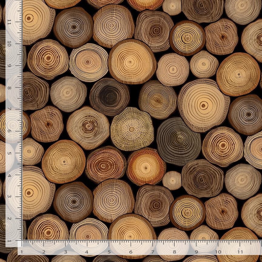 Lakeside Cabin Wood Cuts Packed Logs Wood Brown George McCartney Timeless Treasures Cotton Fabric TT-GM-CD2639-WOOD | US Fabric Shop