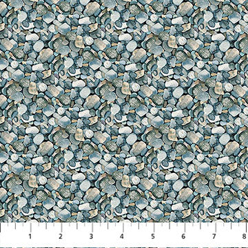 Lakeside Retreat River Rocks Green Multi Deborah Edwards Northcott Cotton Fabric NC-DP28486-76