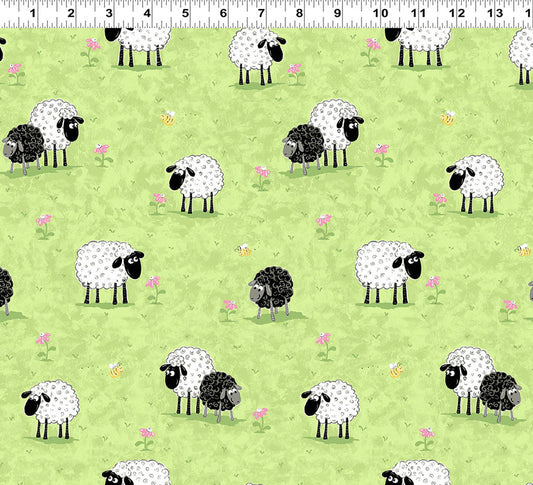 Lal the Lamb Sheep Meadow Medium Green Susybee Clothworks Cotton Fabric CLT-SB20049-830