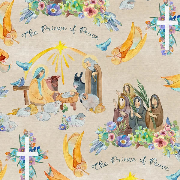 Lamb of God Prince of Peace Nativity Cross Paintbrush Studios Cotton Fabric PBS-120-26464