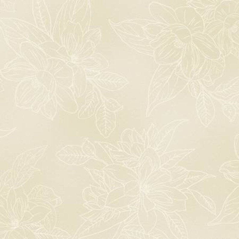 Lanai Floral Linework Cream Maywood Studio Cotton Fabric