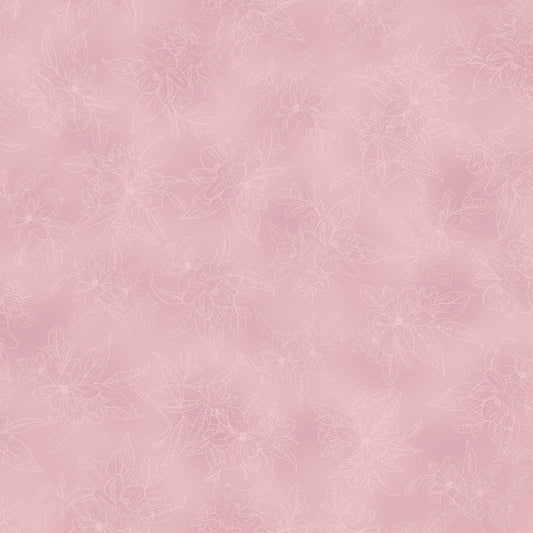 Lanai Floral Linework Pink Maywood Studio Cotton Fabric