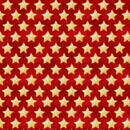 Land of Free White Stars Red Jane Alison Henry Glass Cotton Fabric
