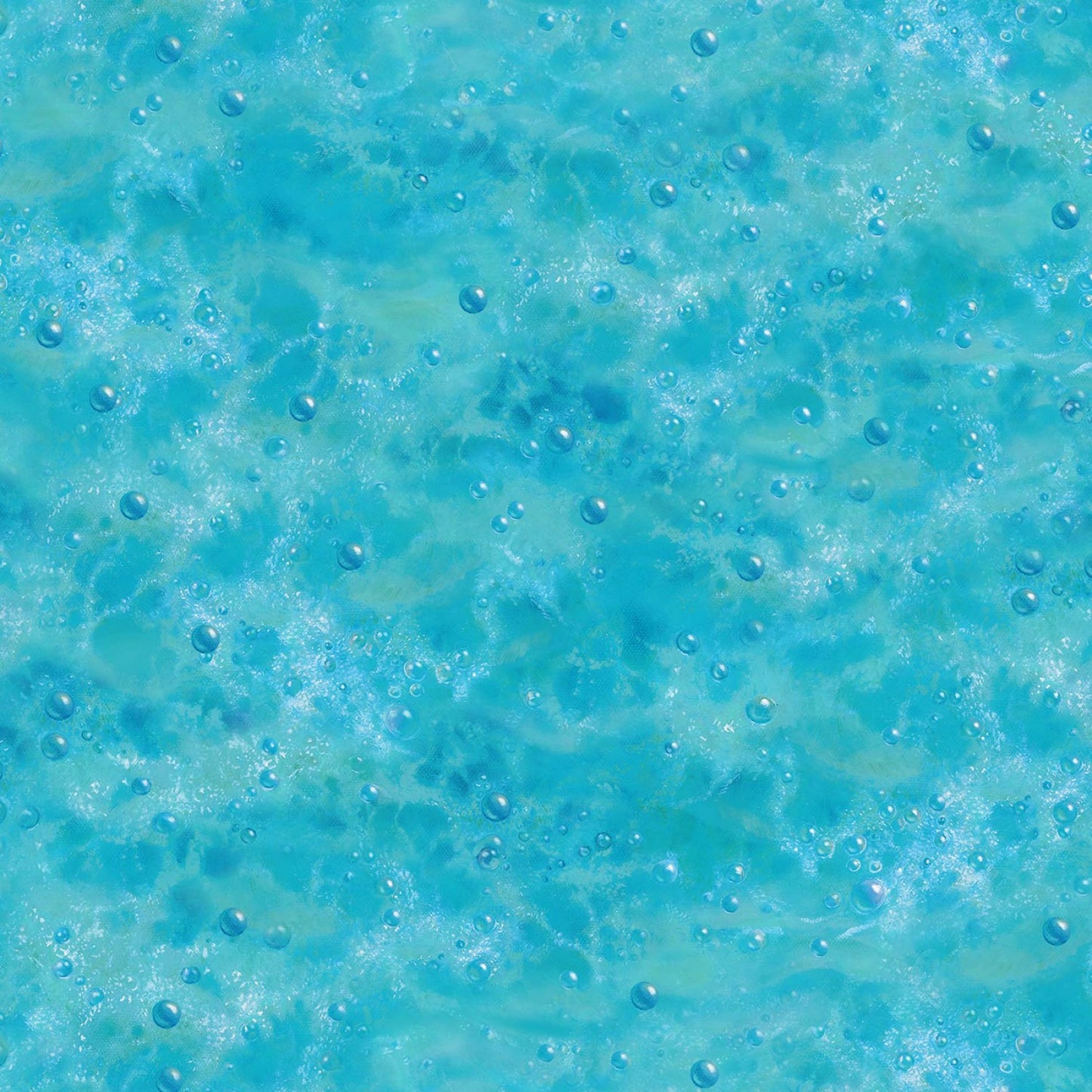 Landscape Medley Ocean Water Bubbles Turquoise Blue Elizabeth's Studio Cotton Fabric