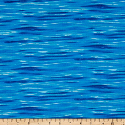 Landscape Medley Water Deep Blue Elizabeth's Studio Cotton Fabric