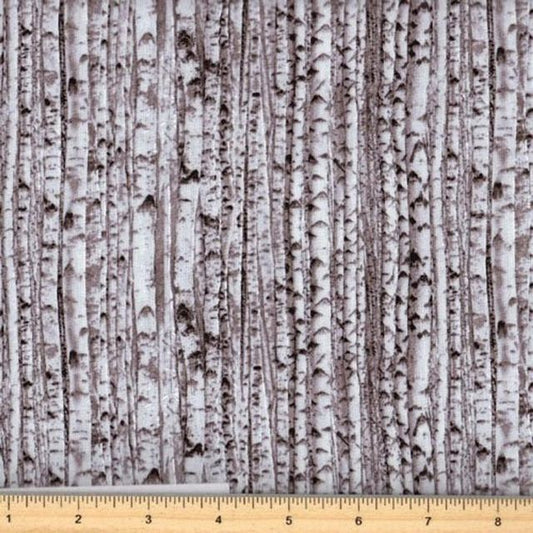 Landscape Medley Birch Tree Forest Gray Elizabeth's Studio Cotton Fabric