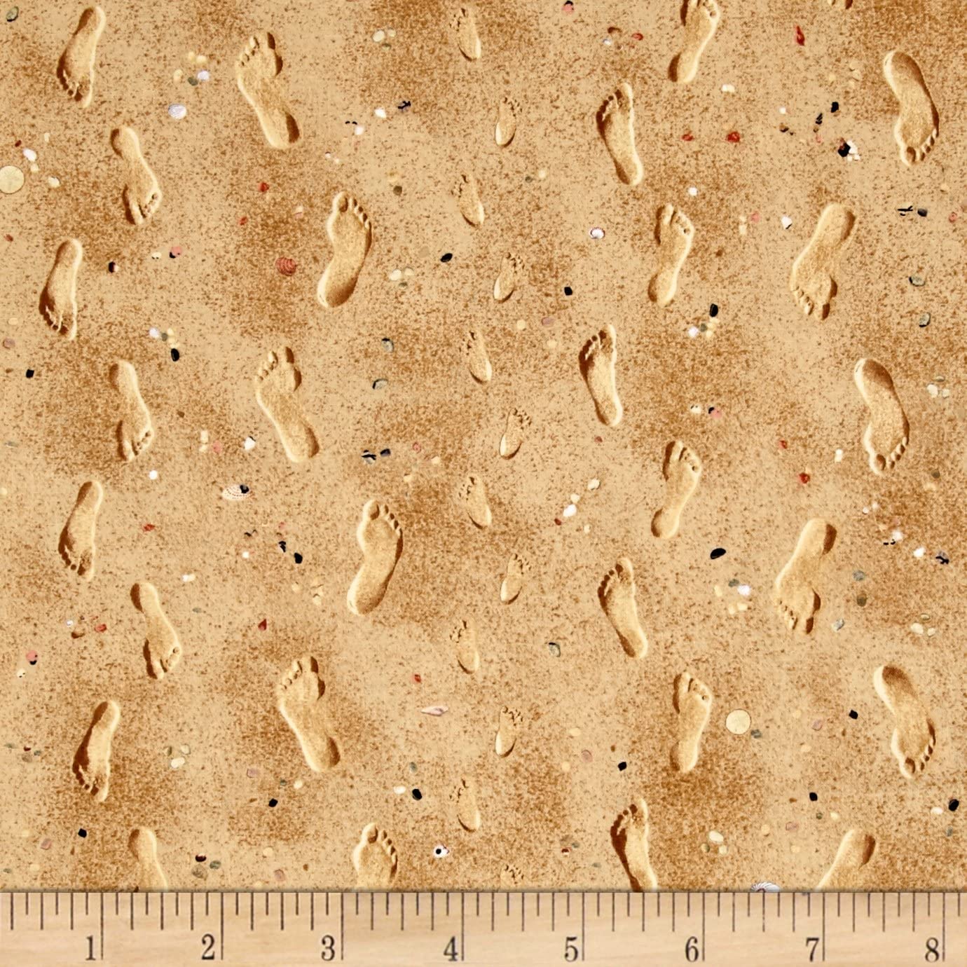 (SOLD PER BOLT) Landscape Medley Sand Footprints Beach Sand Elizabeth's Studio Cotton Fabric ES-418 Sand-FB