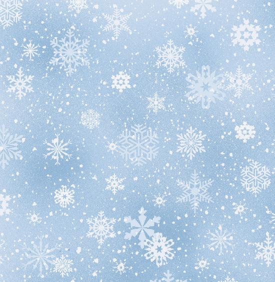 Landscape Medley Snowflakes Frost Blue Elizabeth's Studio Cotton Fabric ES-532-Frost