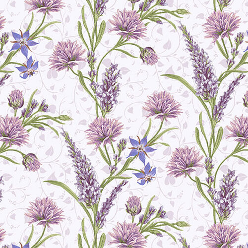 Lavender Garden Lavender Vine Jane Shasky Henry Glass Cotton Fabric