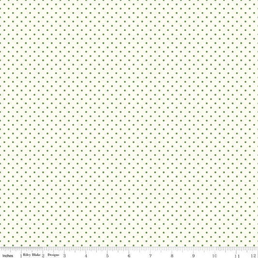 Swiss Dots Le Creme White Clover Green The RBD Designers Riley Blake Designs Cotton Fabric RB-C600-CLOVER