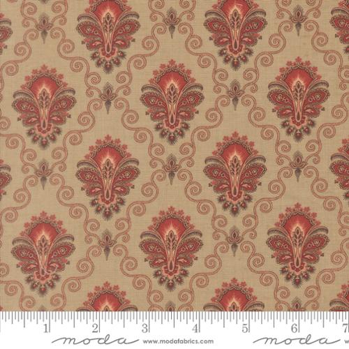 Le Jardin Rouge Camomille Paisley Damask Roche Light Brown French General Moda Cotton Fabric MD-36153-13