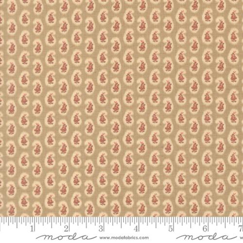 Le Jardin Rouge Campanule Paisley Roche Brown French General Moda Cotton Fabric MD-36157-13