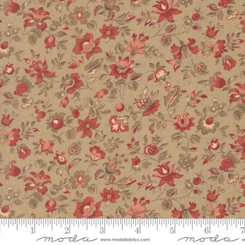 Le Jardin Rouge Clemenceau Florals Roche Light Brown French General Moda Cotton Fabric MD-36154-13