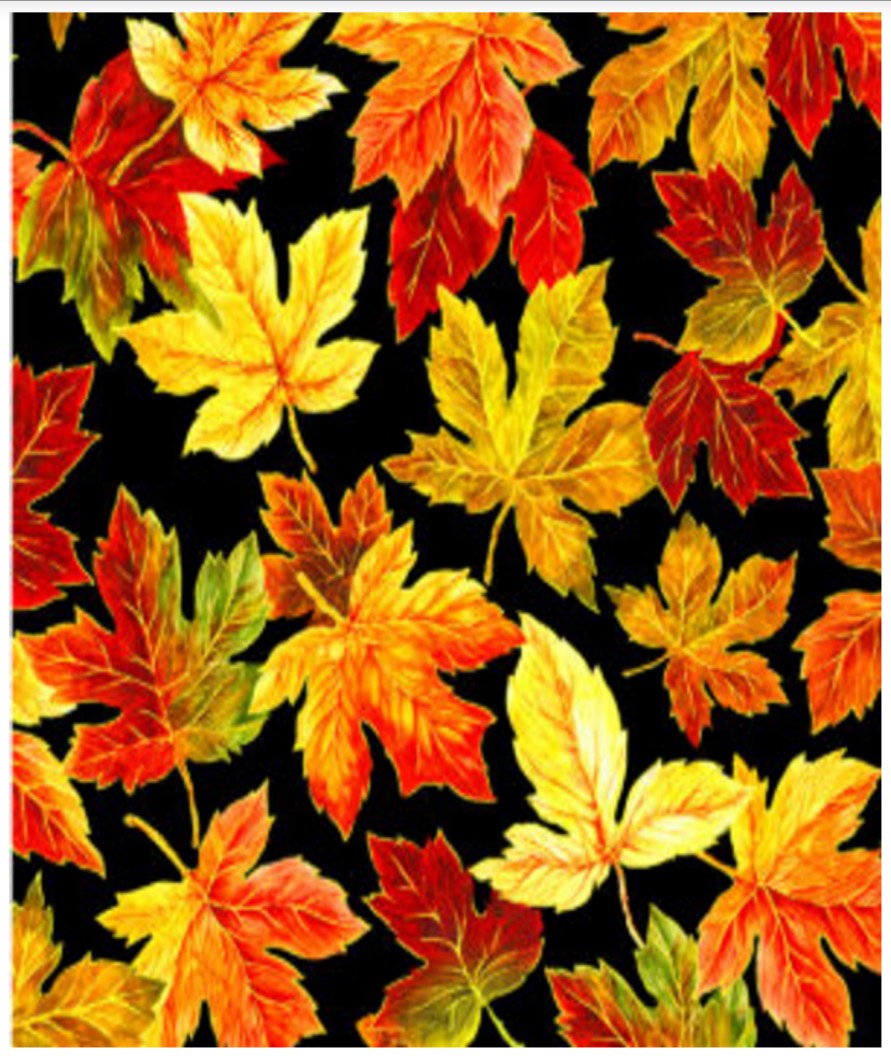 Leaves Spaced Black Change of Seasons Oasis Fabric Cotton fabric