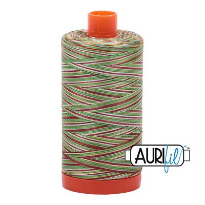 Leaves Green Brown White Variegated Mako Thread 50wt 1300m 1422yds 6ct Aurifil AF-A1150-4650